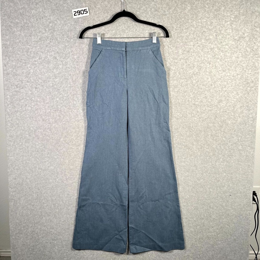 Womens Dress Pants 0R Blue Cotton Stretch Flat Front Formal Business Oxford‎